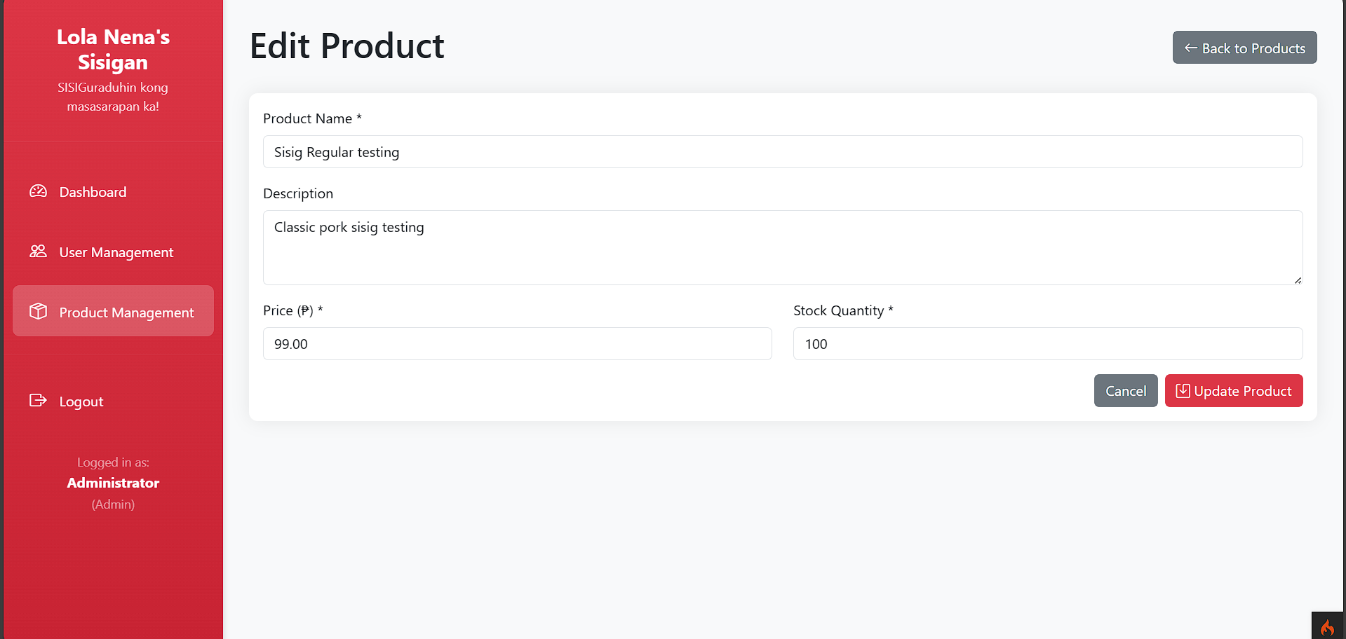 Add Product Form
